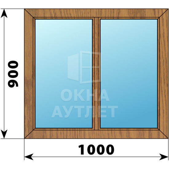 Двухстворчатое глухое деревянное окно из лиственницы Г-Г 1000×900 ОА-34940