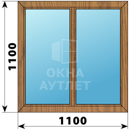 Двухстворчатое глухое деревянное окно из лиственницы Г-Г 1100×1100 ОА-35273