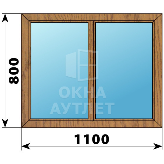 Двухстворчатое глухое деревянное окно из лиственницы Г-Г 1100×800 ОА-34925