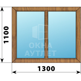 Двухстворчатое глухое деревянное окно из лиственницы Г-Г 1300×1100 ОА-35507