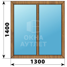 Двухстворчатое глухое деревянное окно из лиственницы Г-Г 1300×1400 ОА-35945