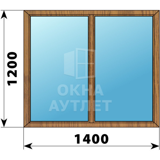 Двухстворчатое глухое деревянное окно из лиственницы Г-Г 1400×1200 ОА-35804