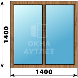 Двухстворчатое глухое деревянное окно из лиственницы Г-Г 1400×1400 ОА-36101