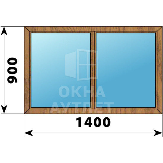 Двухстворчатое глухое деревянное окно из лиственницы Г-Г 1400×900 ОА-35333