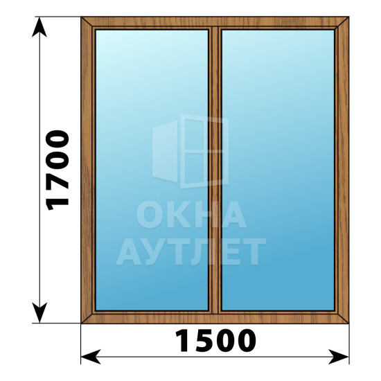 Двухстворчатое глухое деревянное окно из лиственницы Г-Г 1500×1700 ОА-36665