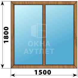 Двухстворчатое глухое деревянное окно из лиственницы Г-Г 1500×1800 ОА-36794