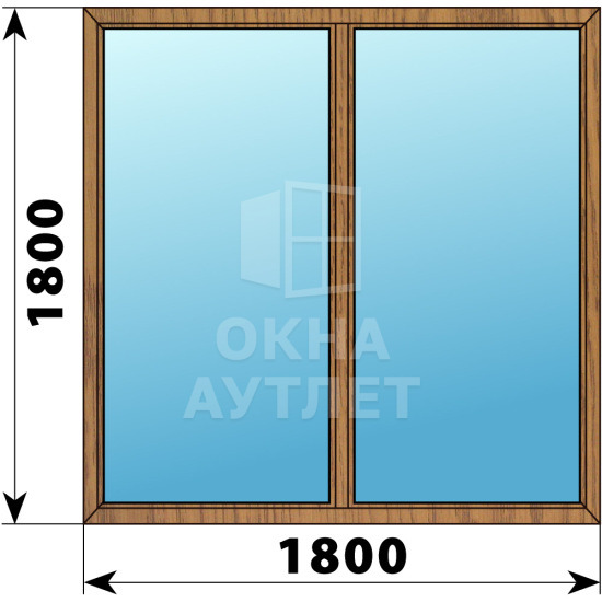 Двухстворчатое глухое деревянное окно из лиственницы Г-Г 1800×1800 ОА-37142
