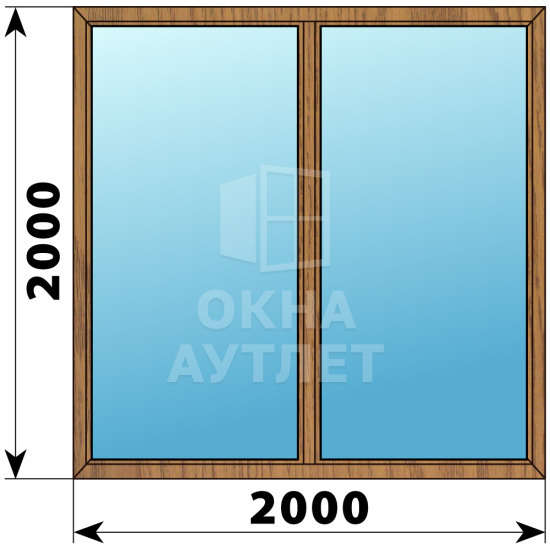 Двухстворчатое глухое деревянное окно из лиственницы Г-Г 2000×2000 ОА-37490