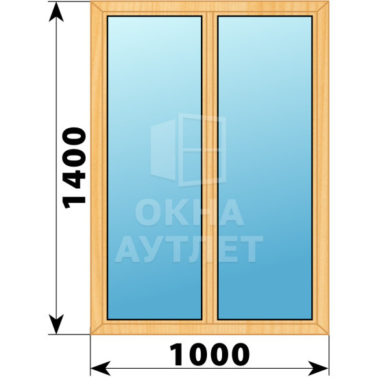 Двухстворчатое глухое деревянное окно из сосны Г-Г 1000×1400 ОА-35030