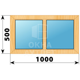 Двухстворчатое глухое деревянное окно из сосны Г-Г 1000×500 ОА-34574
