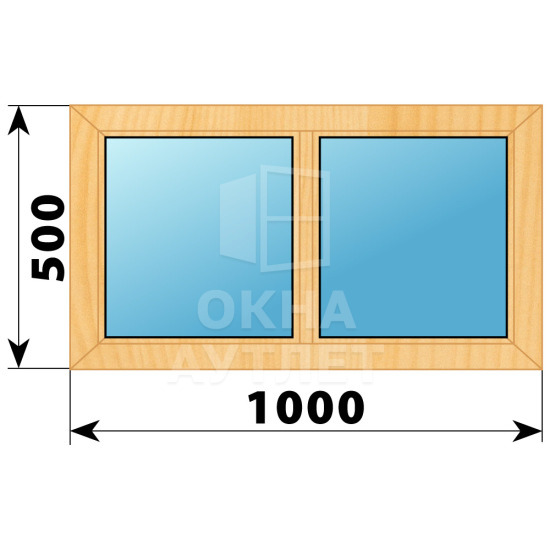 Двухстворчатое глухое деревянное окно из сосны Г-Г 1000×500 ОА-34574