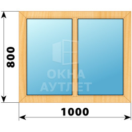 Двухстворчатое глухое деревянное окно из сосны Г-Г 1000×800 ОА-34673
