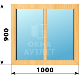 Двухстворчатое глухое деревянное окно из сосны Г-Г 1000×900 ОА-34730