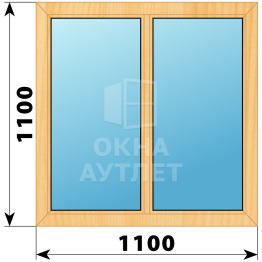 Двухстворчатое глухое деревянное окно из сосны Г-Г 1100×1100 ОА-34916