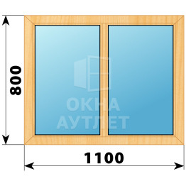Двухстворчатое глухое деревянное окно из сосны Г-Г 1100×800 ОА-34721