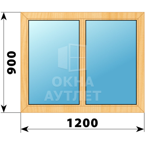 Двухстворчатое глухое деревянное окно из сосны Г-Г 1200×900 ОА-34811