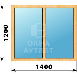 Двухстворчатое глухое деревянное окно из сосны Г-Г 1400×1200 ОА-35261