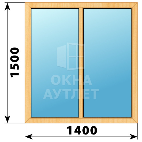 Двухстворчатое глухое деревянное окно из сосны Г-Г 1400×1500 ОА-35588