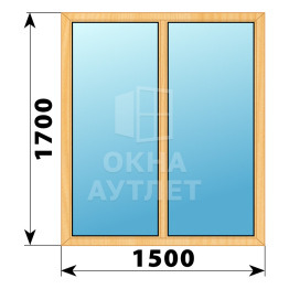 Двухстворчатое глухое деревянное окно из сосны Г-Г 1500×1700 ОА-35948
