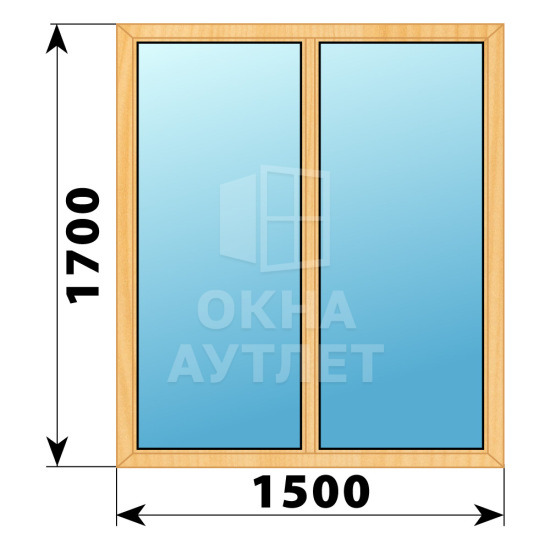 Двухстворчатое глухое деревянное окно из сосны Г-Г 1500×1700 ОА-35948