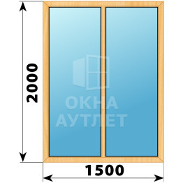Двухстворчатое глухое деревянное окно из сосны Г-Г 1500×2000 ОА-36314
