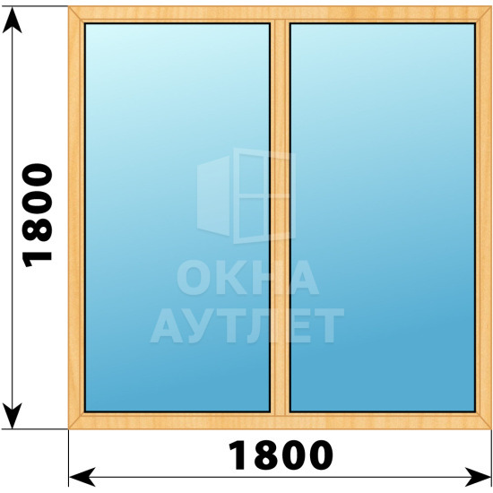 Двухстворчатое глухое деревянное окно из сосны Г-Г 1800×1800 ОА-36485