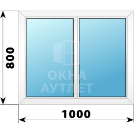 Двухстворчатое глухое пластиковое окно Г-Г 1000×800 ОА-32196