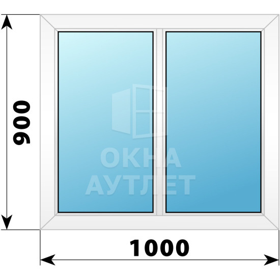 Двухстворчатое глухое пластиковое окно Г-Г 1000×900 ОА-32214