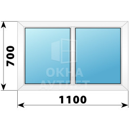 Двухстворчатое глухое пластиковое окно Г-Г 1100×700 ОА-32190