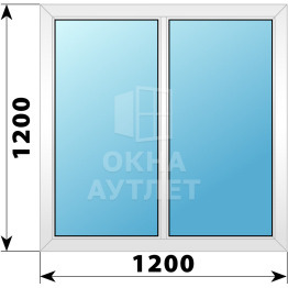 Двухстворчатое глухое пластиковое окно Г-Г 1200×1200 ОА-32385
