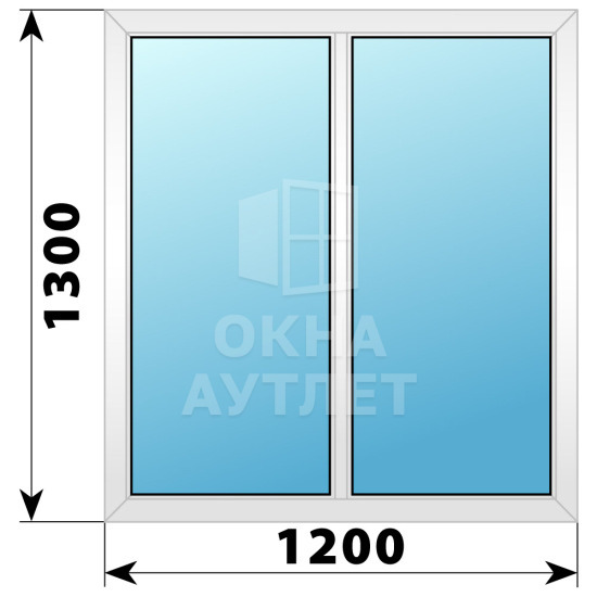 Двухстворчатое глухое пластиковое окно Г-Г 1200×1300 ОА-32424