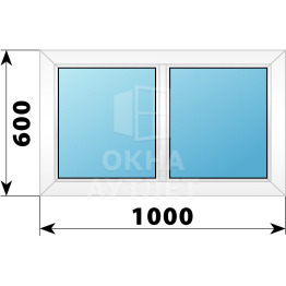 Двухстворчатое глухое пластиковое окно Г-Г 1200×600 ОА-32175