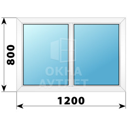 Двухстворчатое глухое пластиковое окно Г-Г 1200×800 ОА-32226