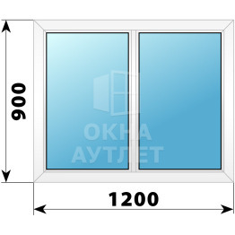 Двухстворчатое глухое пластиковое окно Г-Г 1200×900 ОА-32259