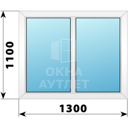 Двухстворчатое глухое пластиковое окно Г-Г 1300×1100 ОА-32379