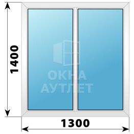Двухстворчатое глухое пластиковое окно Г-Г 1300×1400 ОА-32517