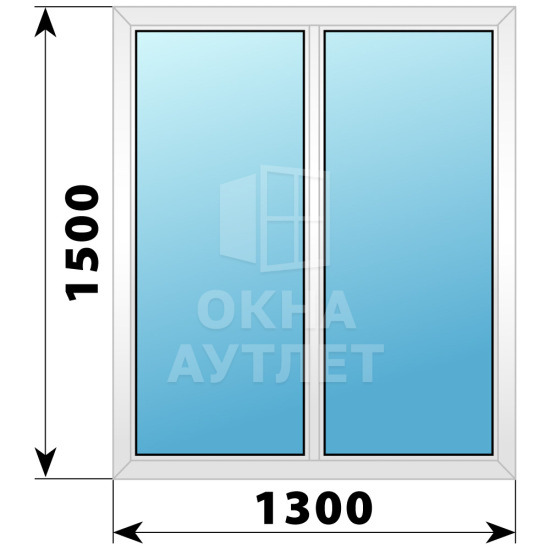 Двухстворчатое глухое пластиковое окно Г-Г 1300×1500 ОА-32562
