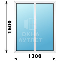 Двухстворчатое глухое пластиковое окно Г-Г 1300×1600 ОА-32616