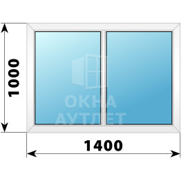 Двухстворчатое глухое пластиковое окно Г-Г 1400×1000 ОА-32373