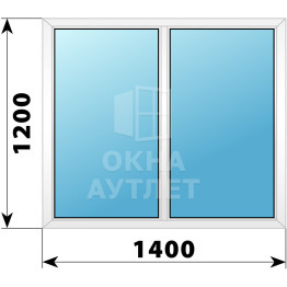 Двухстворчатое глухое пластиковое окно Г-Г 1400×1200 ОА-32457