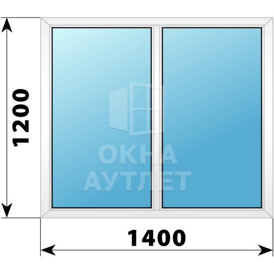 Двухстворчатое глухое пластиковое окно Г-Г 1400×1200 ОА-32457