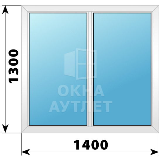 Двухстворчатое глухое пластиковое окно Г-Г 1400×1300 ОА-32520