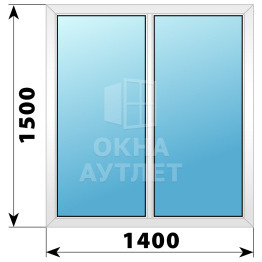 Двухстворчатое глухое пластиковое окно Г-Г 1400×1500 ОА-32628