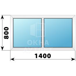 Двухстворчатое глухое пластиковое окно Г-Г 1400×800 ОА-32277