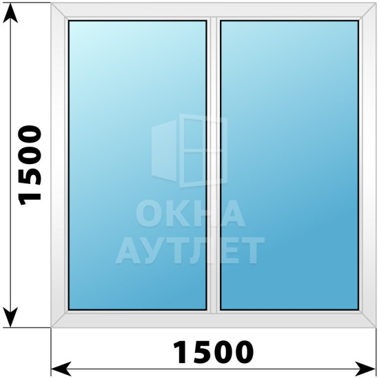 Двухстворчатое глухое пластиковое окно Г-Г 1500×1500 ОА-32679