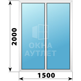 Двухстворчатое глухое пластиковое окно Г-Г 1500×2000 ОА-32934