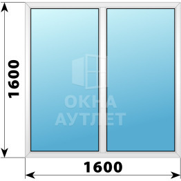 Двухстворчатое глухое пластиковое окно Г-Г 1600×1600 ОА-32790