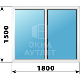 Двухстворчатое глухое пластиковое окно Г-Г 1800×1500 ОА-32841