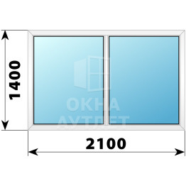 Двухстворчатое глухое пластиковое окно Г-Г 2100×1400 ОА-32919