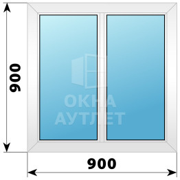 Двухстворчатое глухое пластиковое окно Г-Г 900×900 ОА-32199